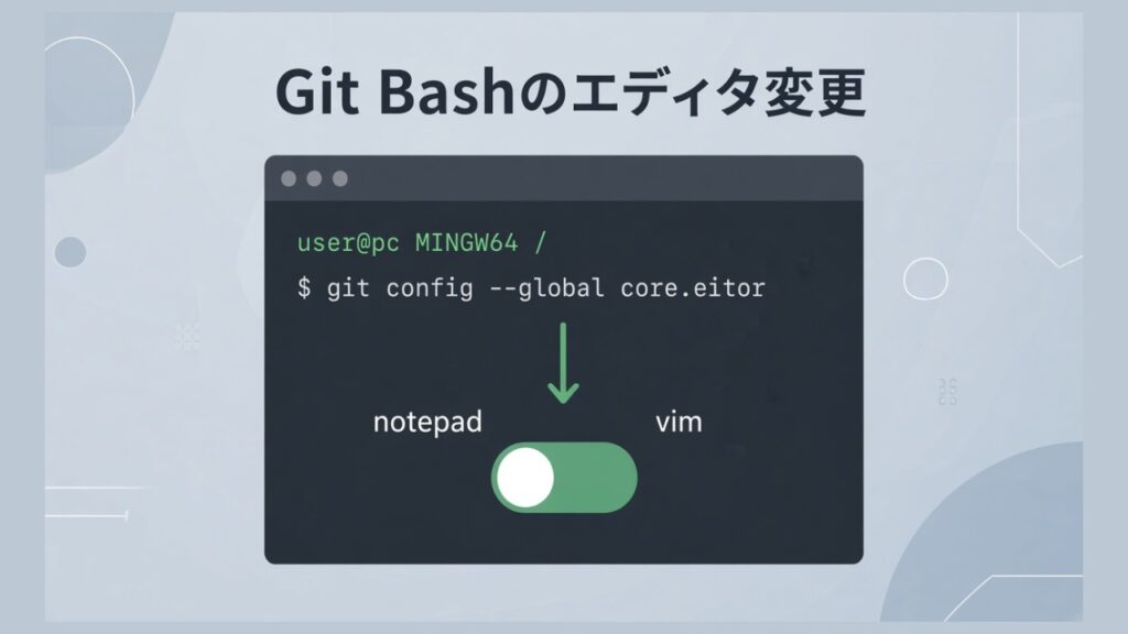 Git Bashのデフォルトのテキストエディタを変更するのスクリーンショット