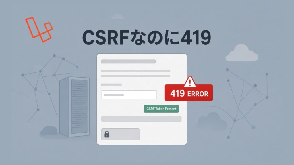 【Laravel】CSRFトークンを付けているのに、status419エラーのスクリーンショット