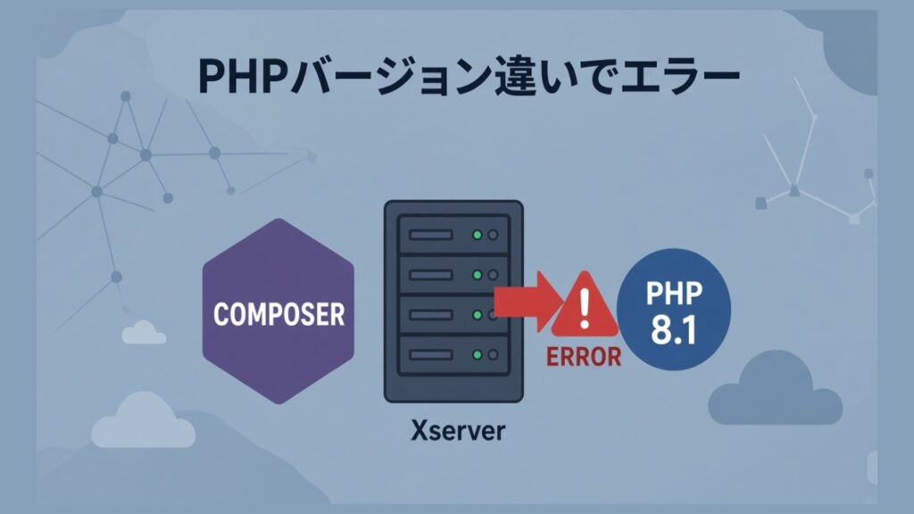 composer install でエラー、PHPのバージョンの違い（エックスサーバ）のスクリーンショット