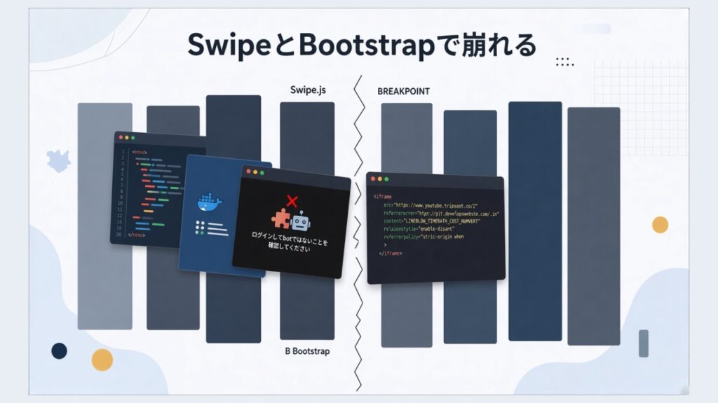 Swiper.jsとBootstrapでレイアウトが崩れた時の話のスクリーンショット