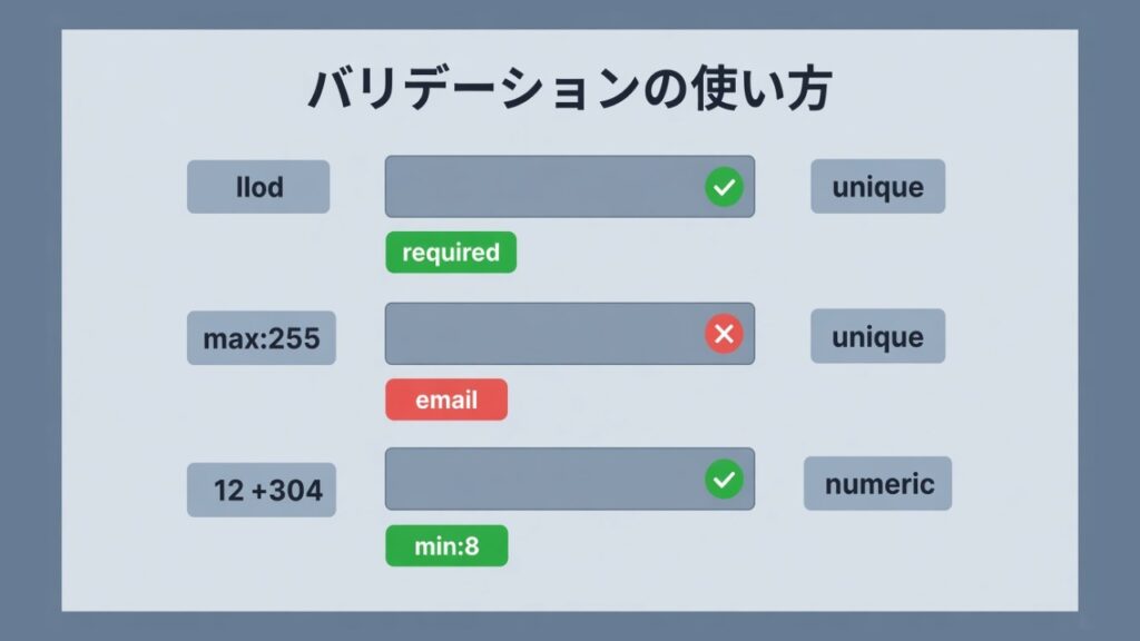 【Laravel】バリデーションの種類と使い方のスクリーンショット