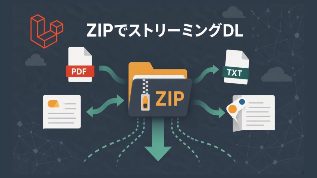 Laravelで複数ファイルをZIPでまとめてストリーミングダウンロードさせる方法のスクリーンショット