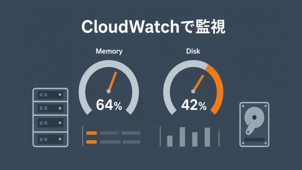 【AWS】CloudWatchでメモリとディスクの使用率をチェックする（メモ）のスクリーンショット