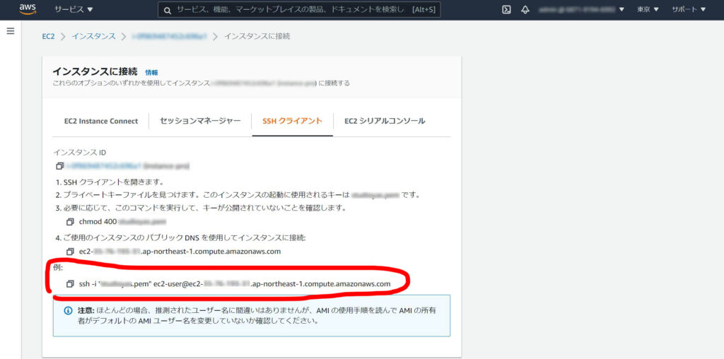 インスタンスに接続