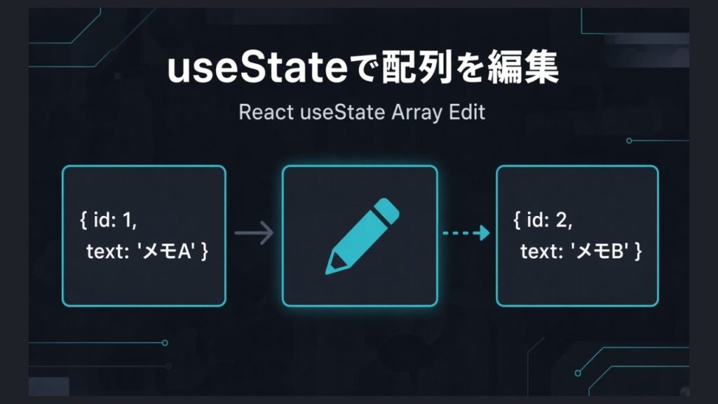 【React】useStateでオブジェクトの配列を編集する方法（メモ）のスクリーンショット