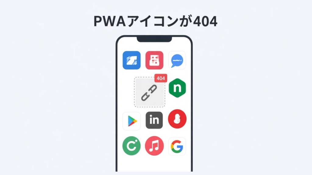 【PWA】アイコンが404(Not found)で読み込めないのスクリーンショット