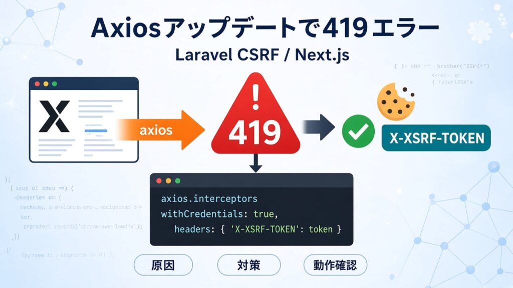 Axiosアップデートでaxioserror: request failed with status code 419のスクリーンショット